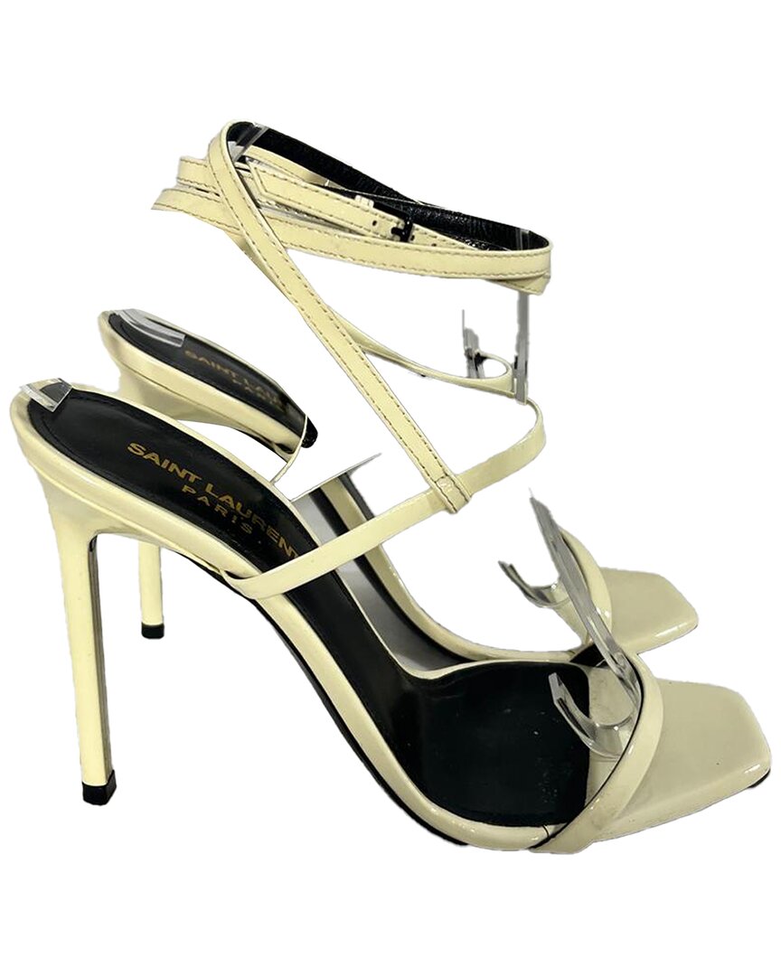 Saint Laurent Women's Patent Amber Strappy High-heeled Sandal (authentic Pre- Loved) In Gold