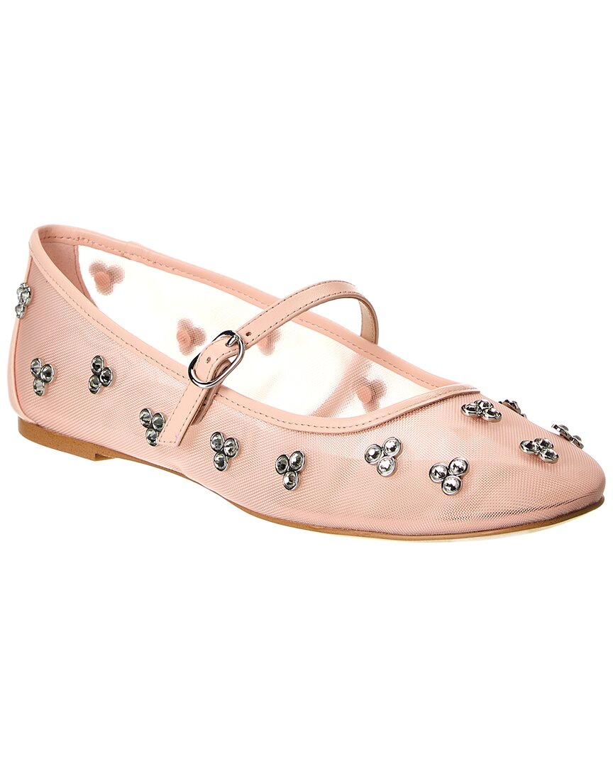 Stuart Weitzman Tammy Crystal-embellished Mesh Mary Jane Flats
