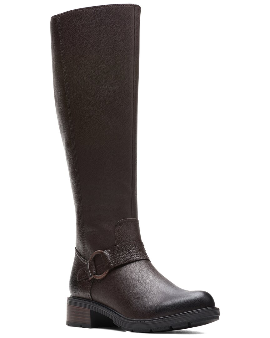 Clarks Hearth Rae Ws Leather Knee-high Boot In Brown