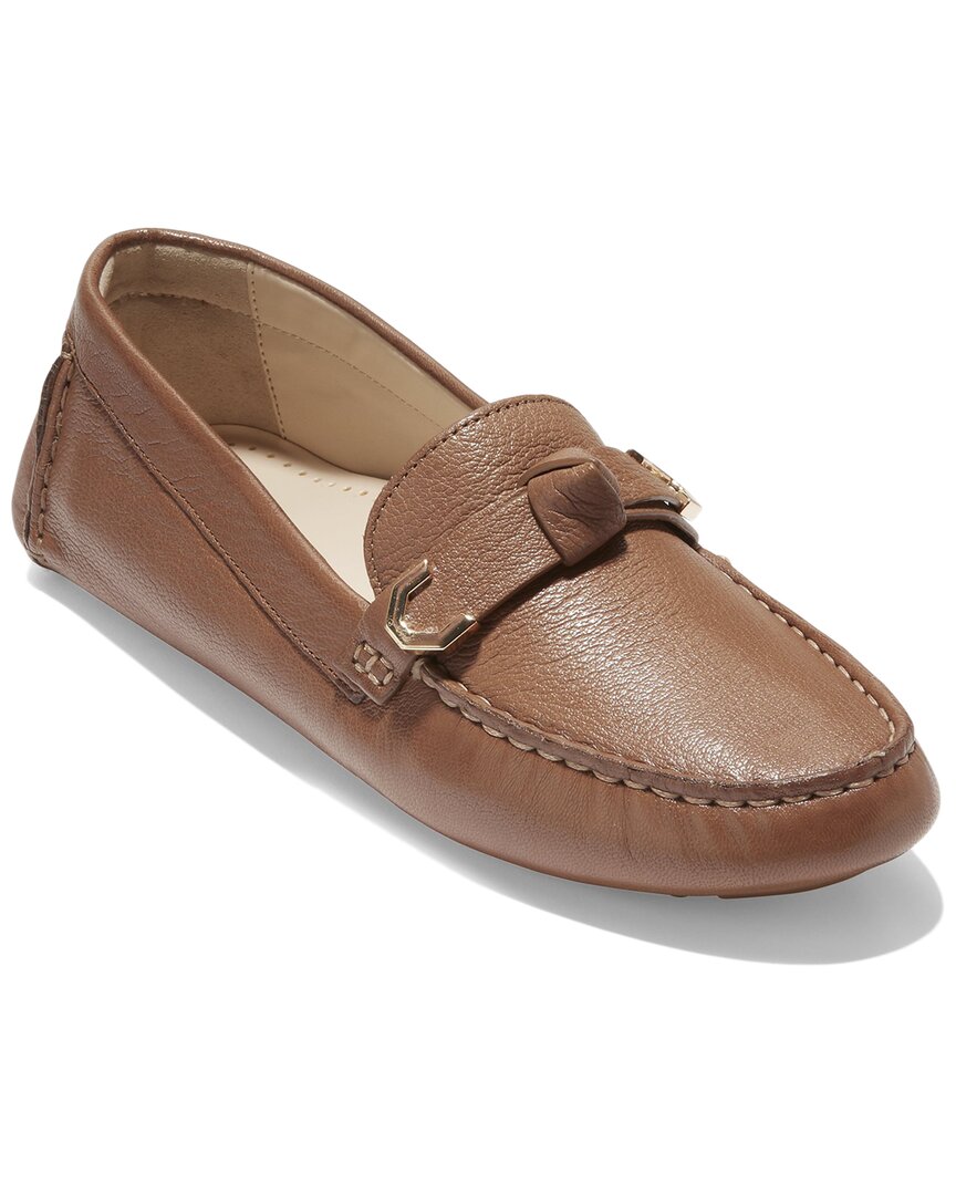 Cole Haan Evelyn Bow Leather Driver In Brown