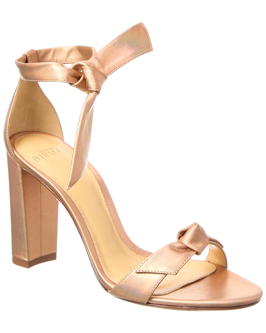 Alexandre Birman Clarita Leather Ankle-tie Sandals In Nude