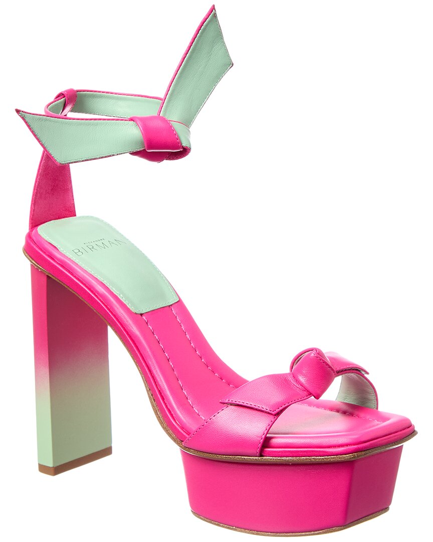 Alexandre Birman Clarita Pillar Leather Platform Sandal In Pink
