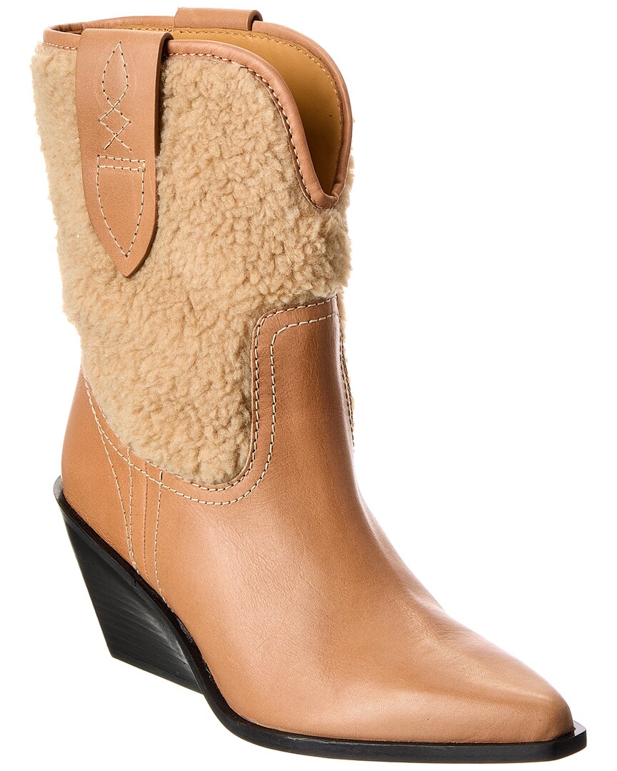 Free People Pitchfork Point Leather & Shearling Boot In Multi