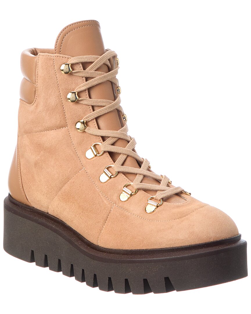 Shop Stuart Weitzman Chalet Lug Suede & Leather Hiker Boot In Brown