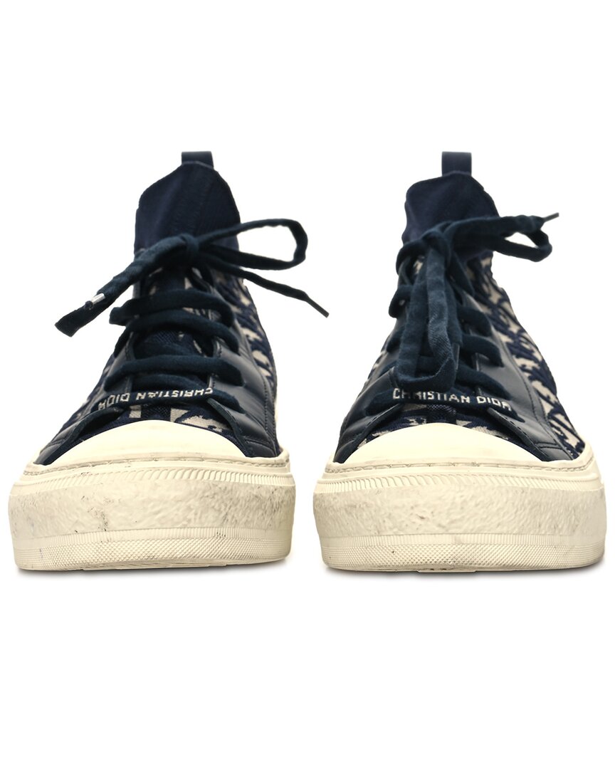 DIOR DIOR WOMEN'S OBLIQUE PERFO LEATHER TECHNICAL KNIT CALFSKIN OBLIQUE WALK'N'DIOR MID TOP SNEAKER 39.5