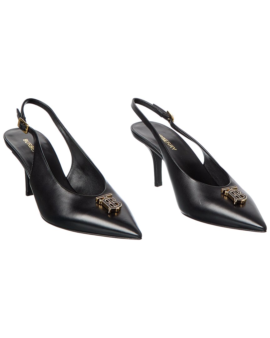 Burberry Monogram Motif Leather Slingback Pump (authentic Pre-loved) In Black