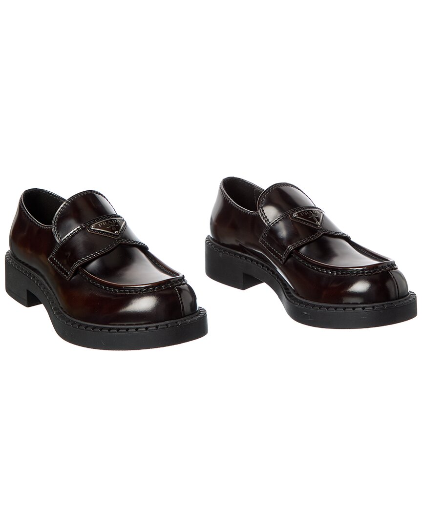Prada Leather Loafer (authentic Pre-loved) In Brown
