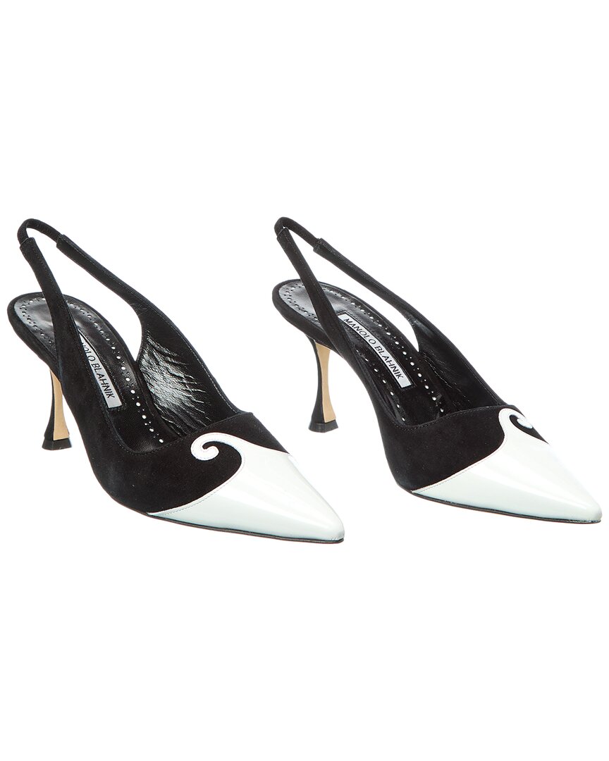Pre-owned Manolo Blahnik Zaborus 70 Leather & Suede Slingback Pump (authentic Pre-loved)