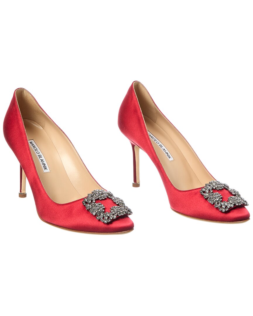 Manolo Blahnik Hangisi 90 Satin Pump (authentic Pre-loved) In Pink