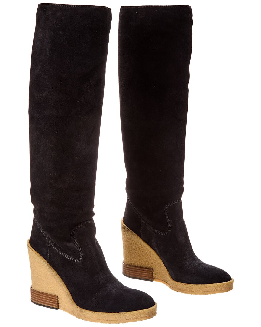 Tod's Suede Knee-high Wedge Boot (authentic Pre-loved)