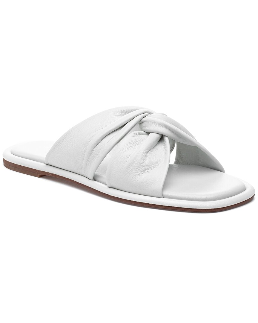 J/slides Womens Faux Leather Slip On Slide Sandals In White