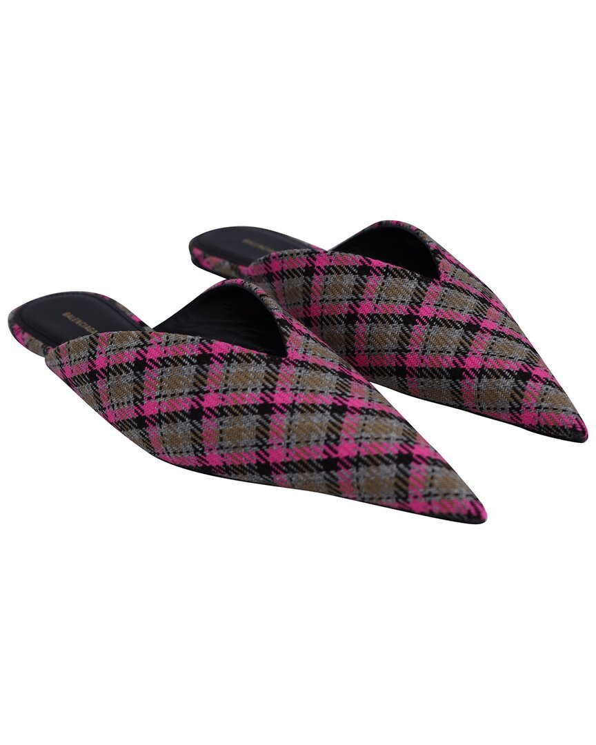 Shop Balenciaga Women's Wool Check Knife Flat Mule (authentic Pre-loved)