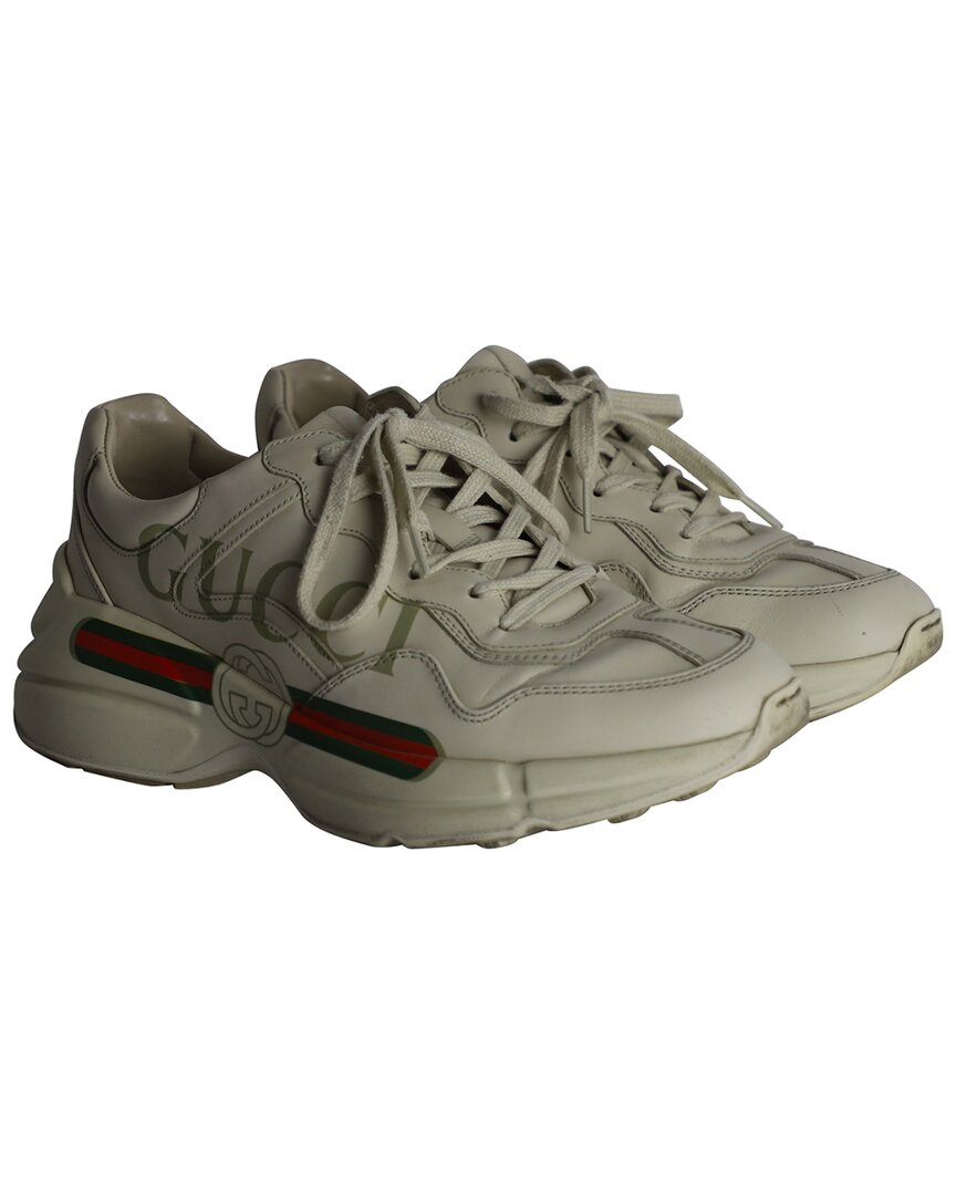 Gucci Rhyton Interlocking G Sneakers In Beige Leat