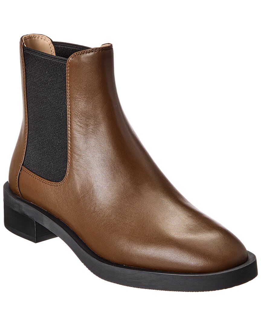 Stuart Weitzman Sondra Sleek Leather Bootie In Brown