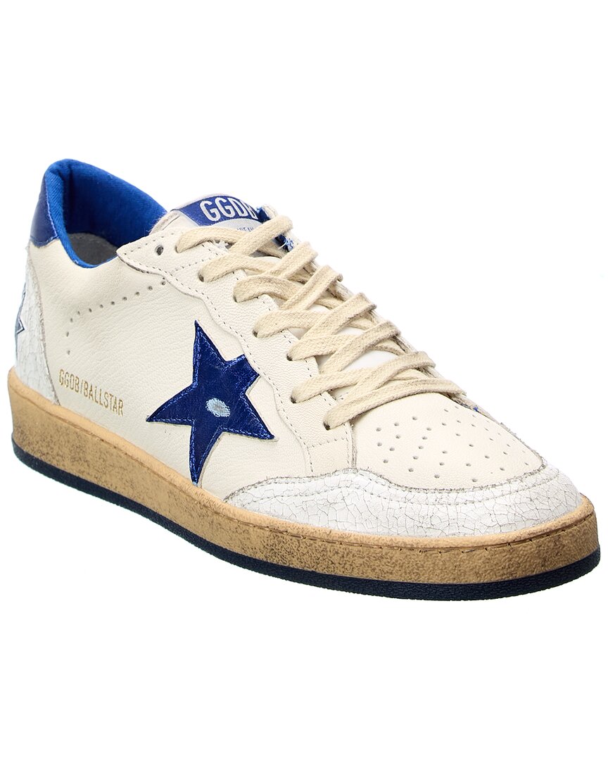 Golden Goose Ball Star Sneakers In White Leather In White