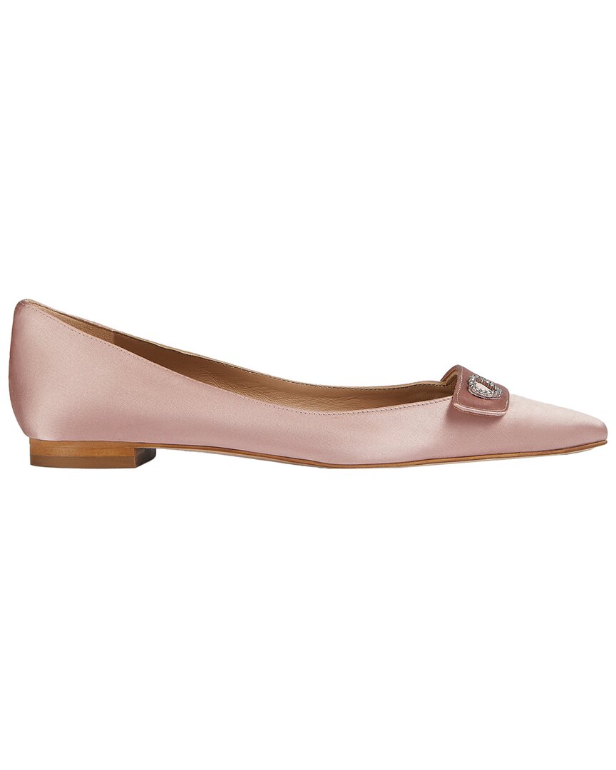 Lk Bennett Womens Pin-blush Amore Heart-embellished Satin Ballet Flats In Pink