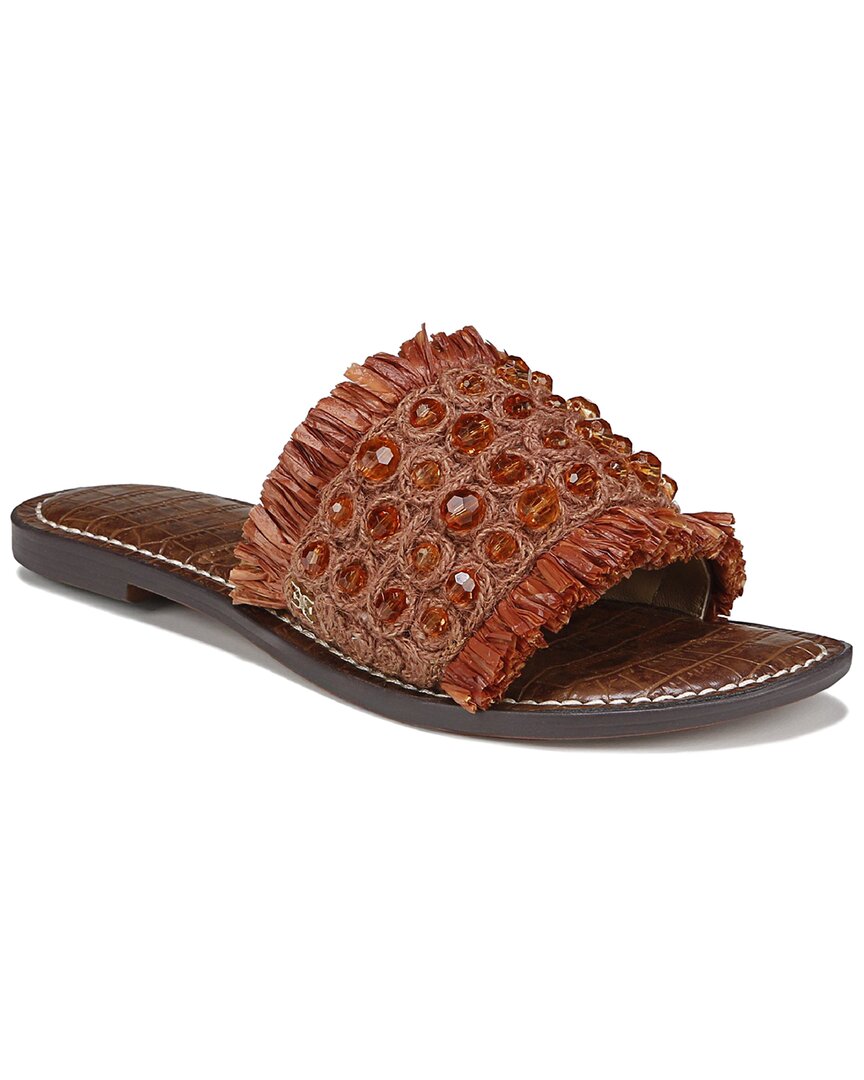 Sam Edelman Women's Gladys Embellished Raffia Slide Flat Sandals In Brown