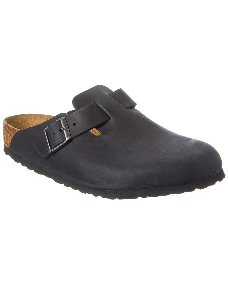 Birkenstock Boston 0059461 Clogs Women's 6 Black Leather Slip On Shoes Zpo3267 In Black