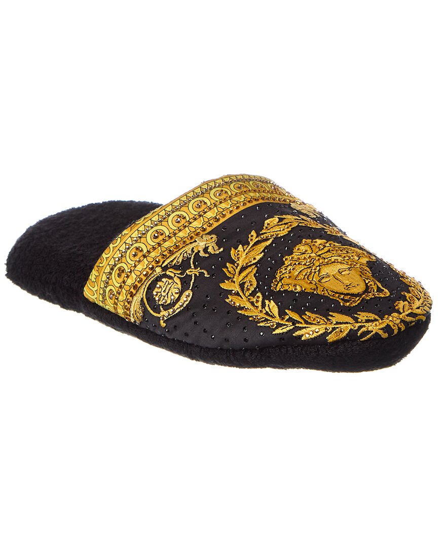 Versace Medusa Print Flat Slippers In Black