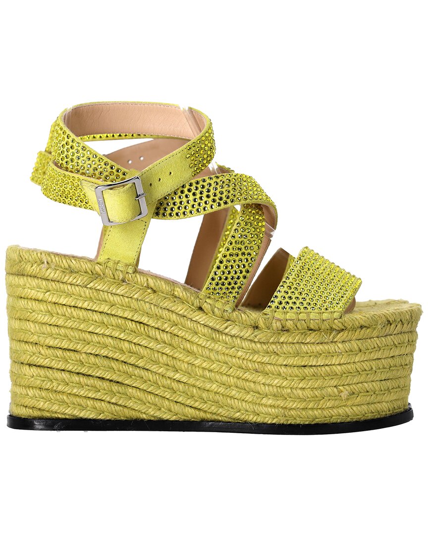 Loewe Women's Suede X Paula's Ibiza Embellished Petal Espadrille Platform  Sandal (authentic Pre-lov In Yellow