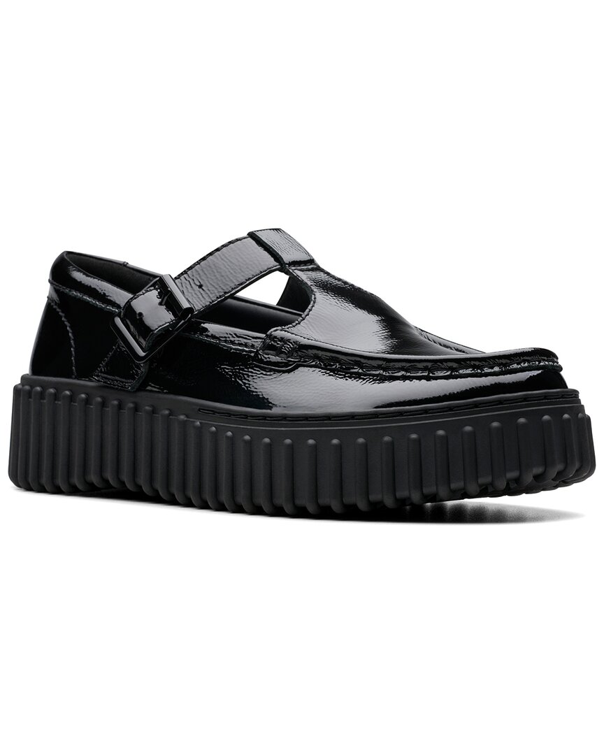 Clarks Torhill Bar Leather T Bar In Black