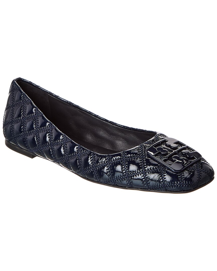 Tory Burch Georgia Quilted Patent Ballet Flat In Blue