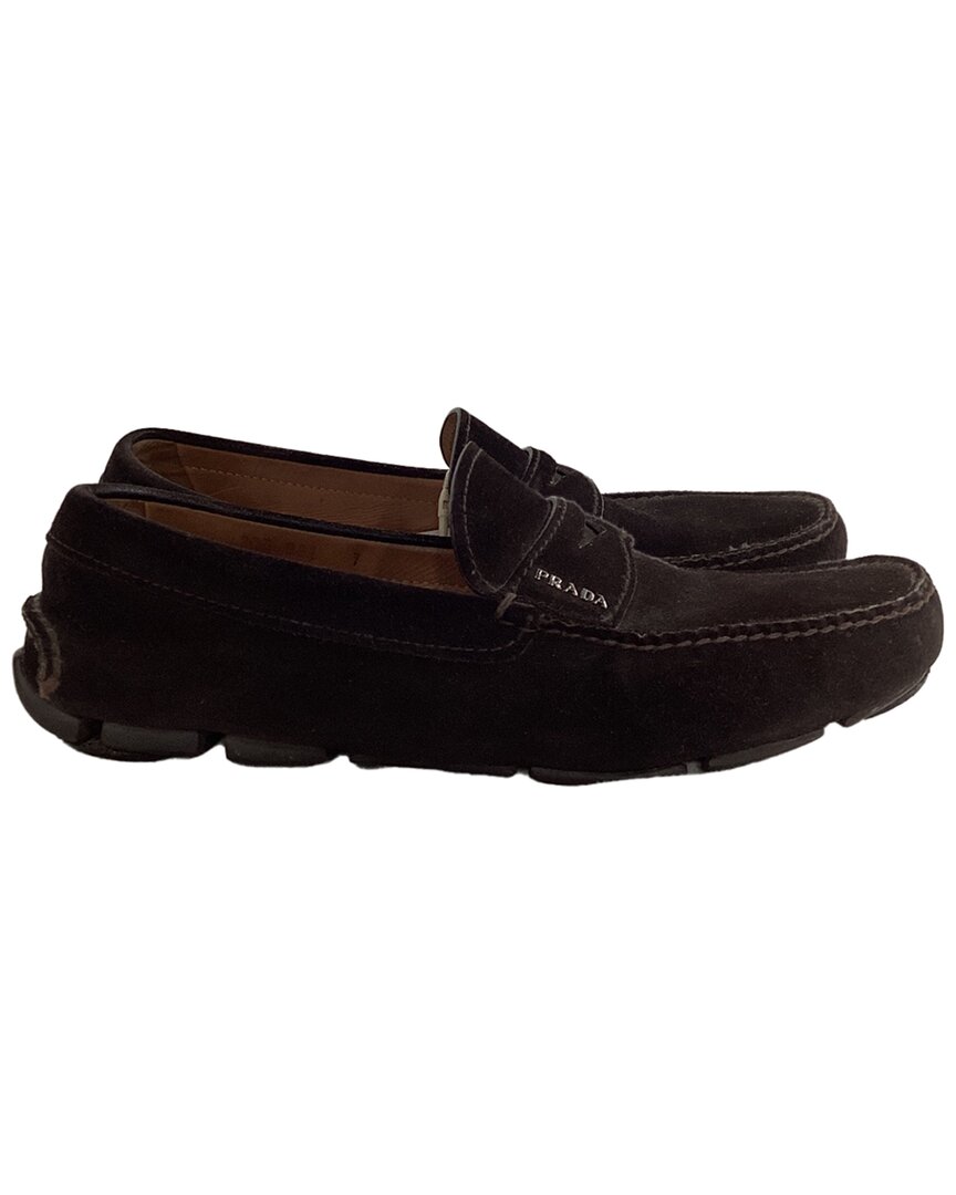 Prada Logo Penny Suede Loafer