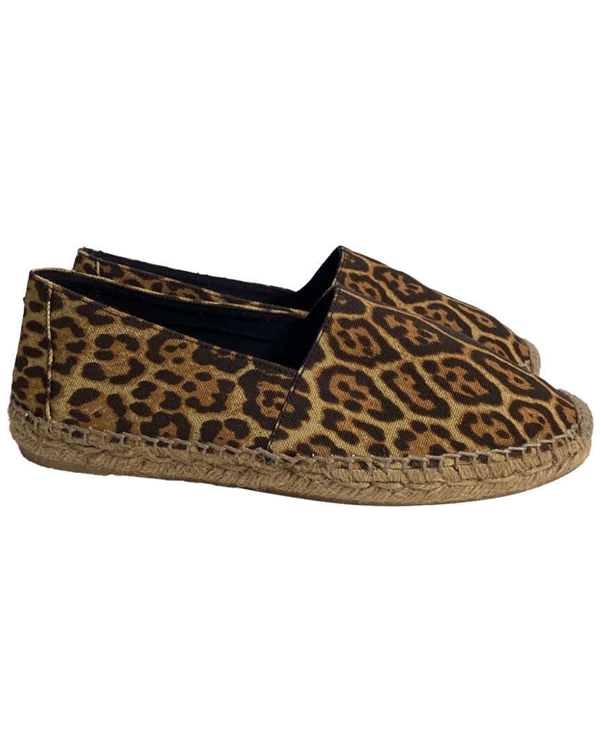 Saint Laurent Canvas Logo Leopard Print Espadrille Flat (authentic Pre-loved)