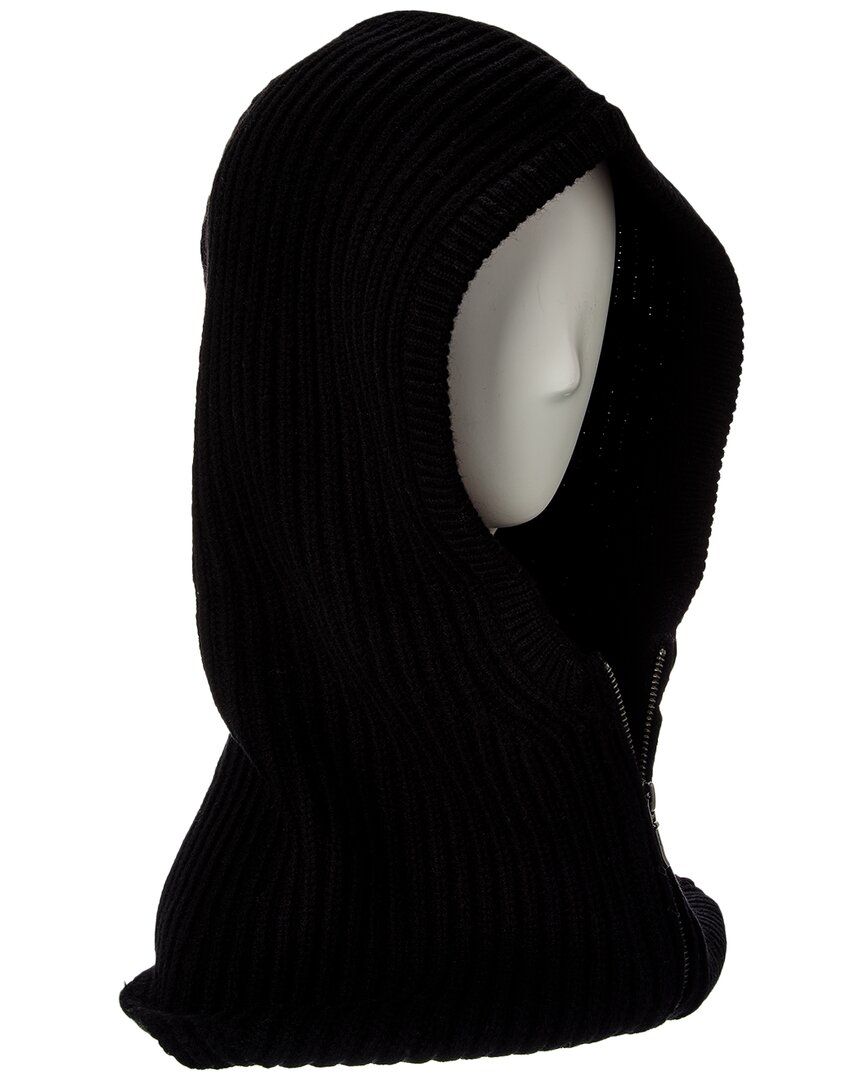 Forte Cashmere Rib Zip Wool & Cashmere-blend Hood In Black