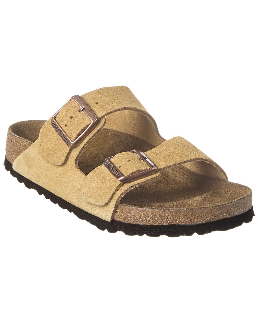 Birkenstock Arizona Buckled Suede Sandals In Neutral