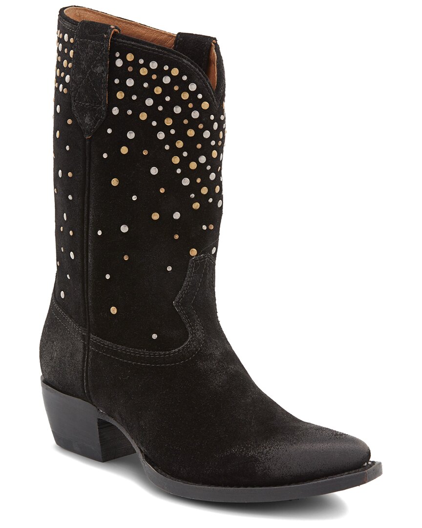 Frye Sacha Mid Stud Suede Boot In Black