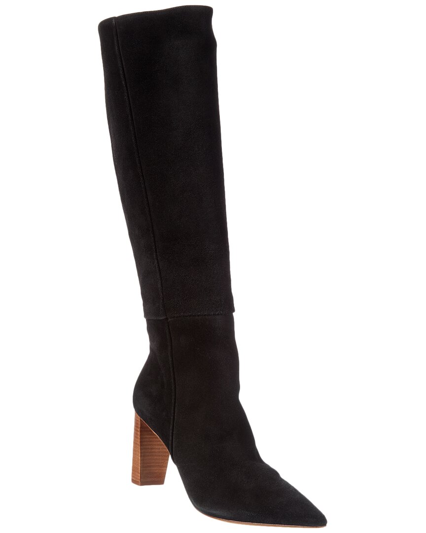 Alexandre Birman Elisa 85 Suede Knee-high Boot In Black