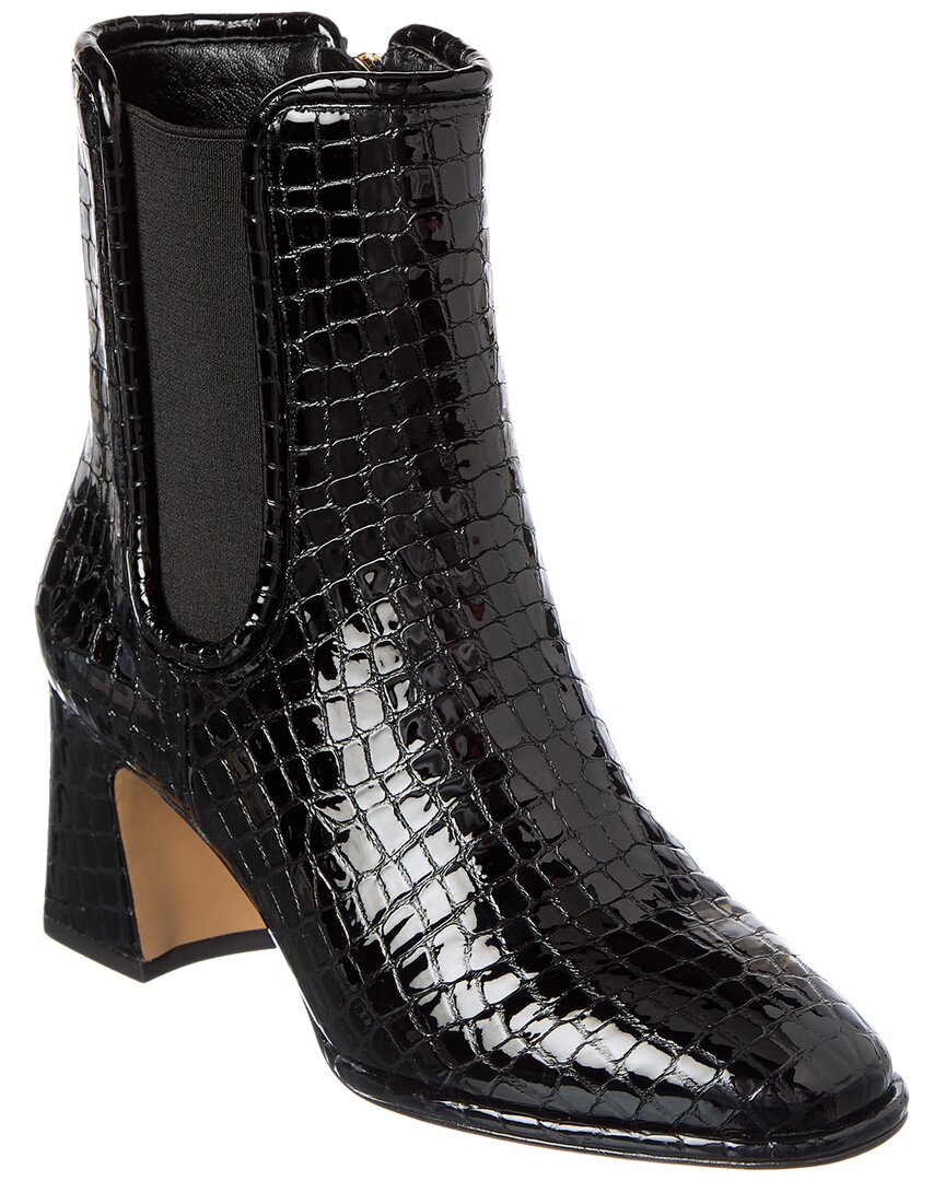 Alexandre Birman Ava 60 Croc-embossed Patent Boot In Black