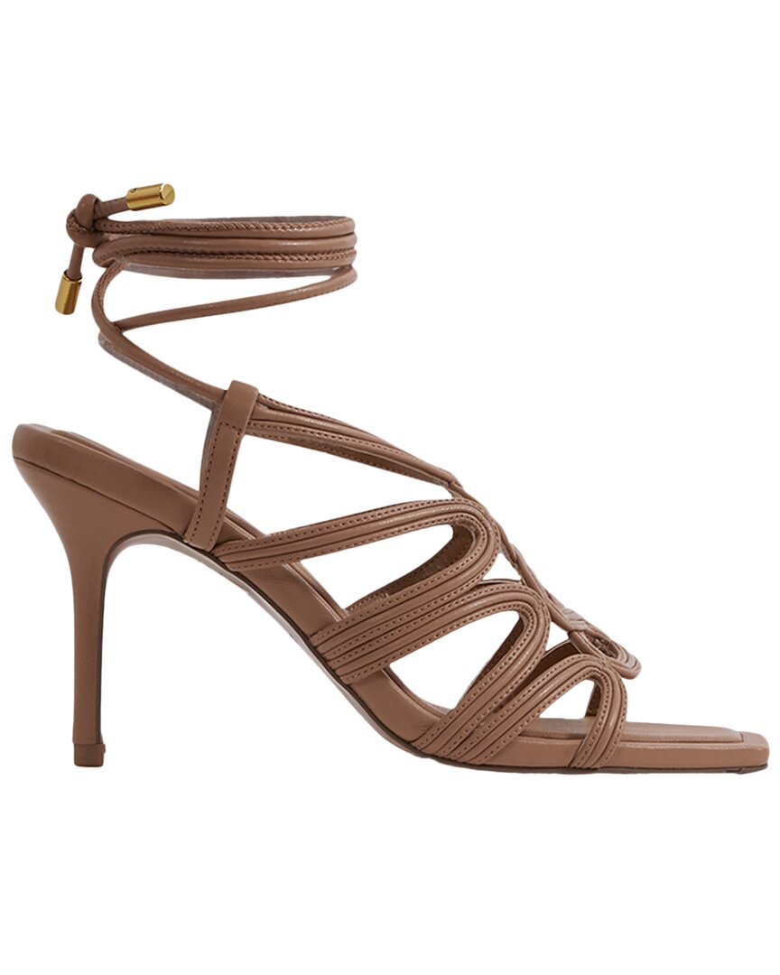 Reiss Nude Strappy Open Toe Heeled Sandals In Brown