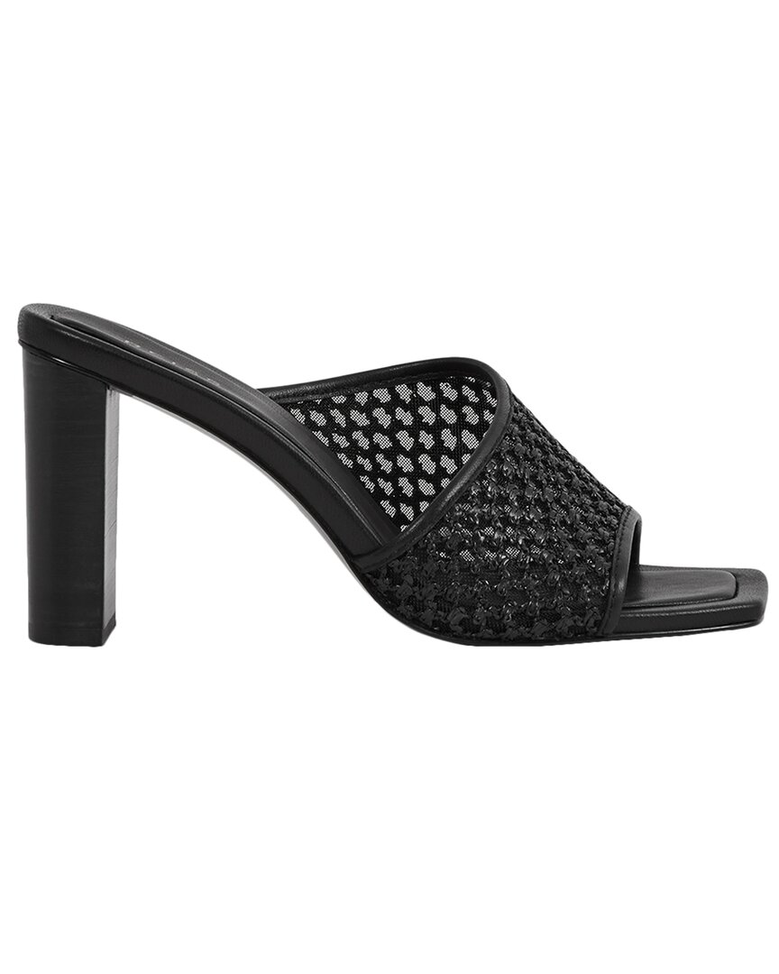 Reiss Heather Leather-trim Raffia Mule In Black