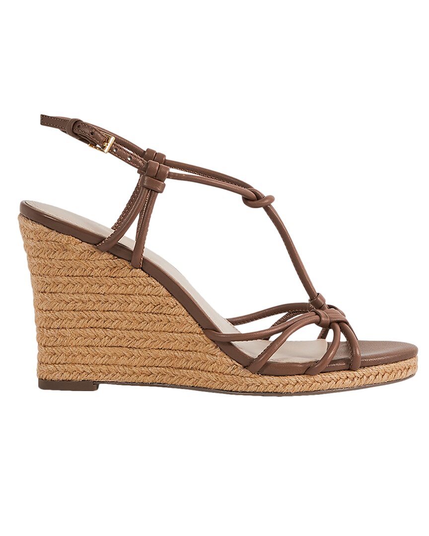 Reiss Isabella Leather Knot Wedge In Brown