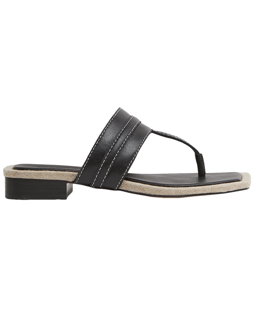 Reiss Quinn Leather Thong Sandal In Black