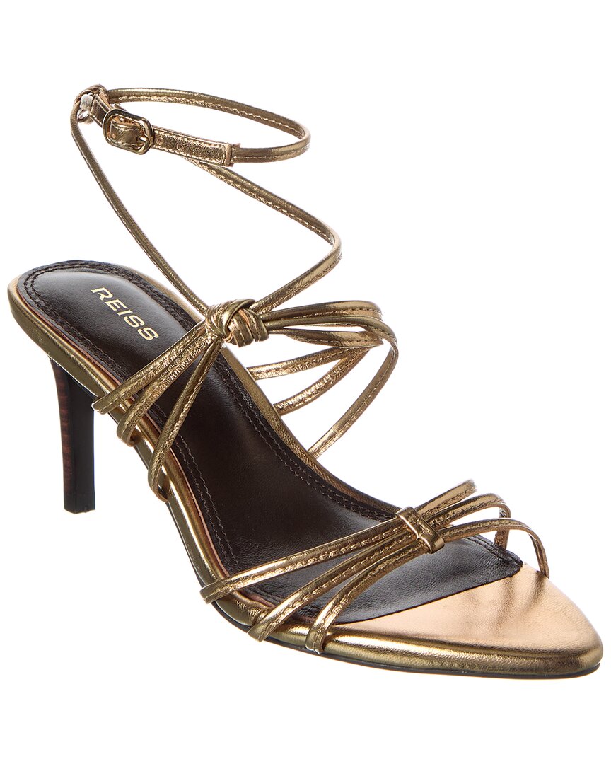 Reiss Georgina Leather Heeled Sandal In Gold