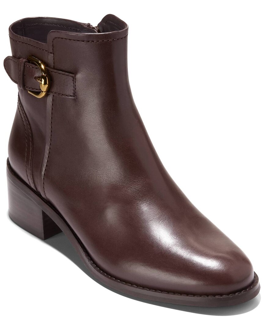 Cole Haan Hanover Buckle Leather Bootie In Burgundy