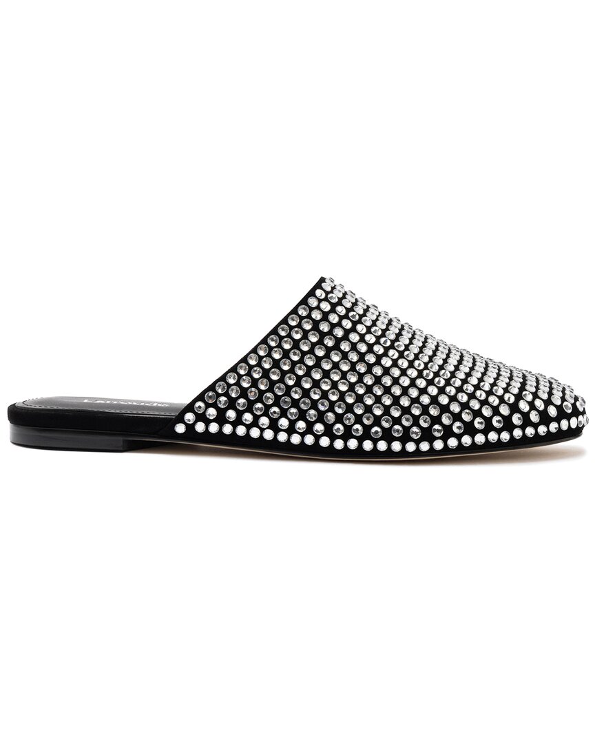 Larroude Venice Suede Flat Mule In Black