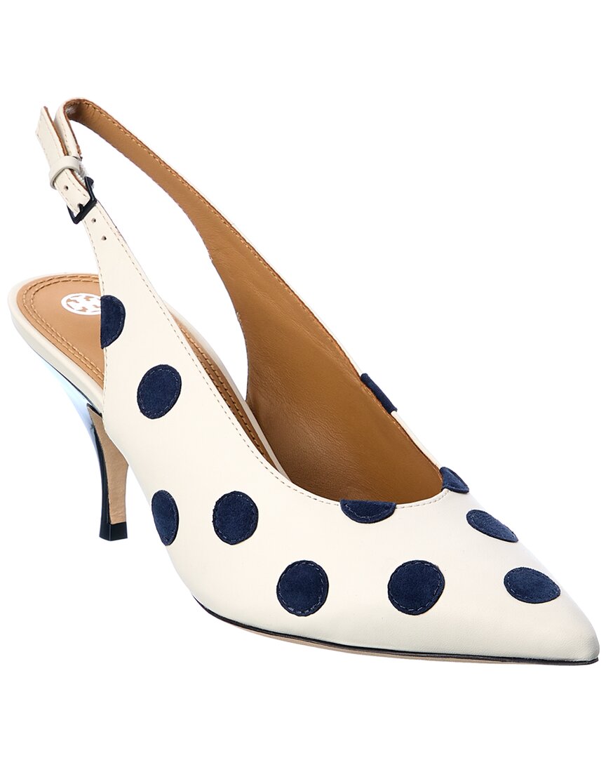 Tory Burch Polka Dot Slingback Pointed Toe Low Heel Pump Size 8 