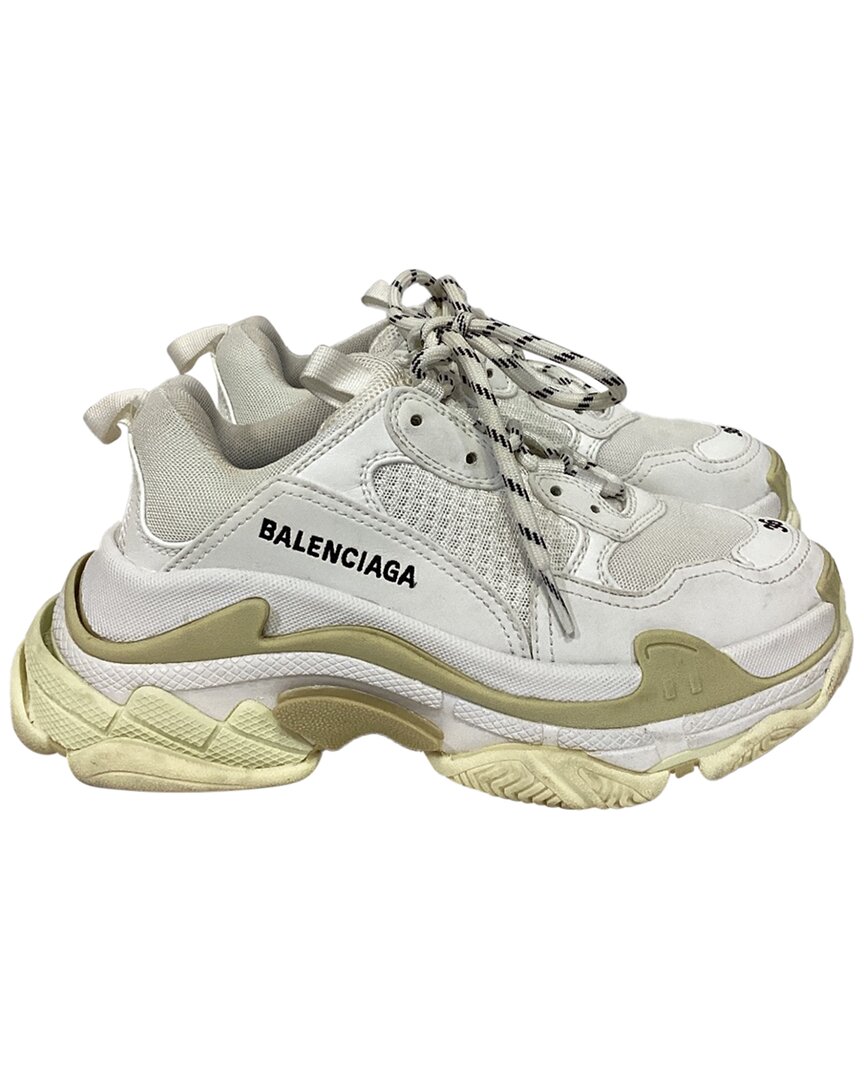 Balenciaga Triple S Sneakers In White Polyester In Green