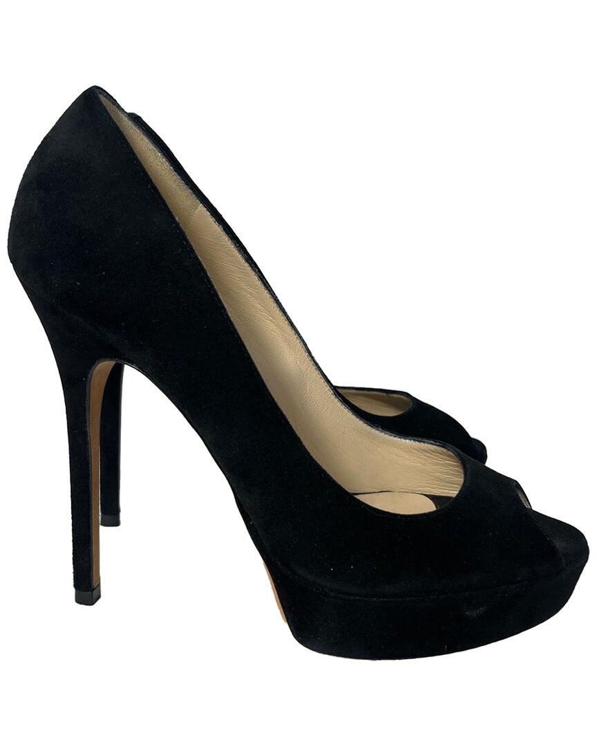Jimmy Choo Dahlia Peep-toe Platform Pumps In Black Suede In Black