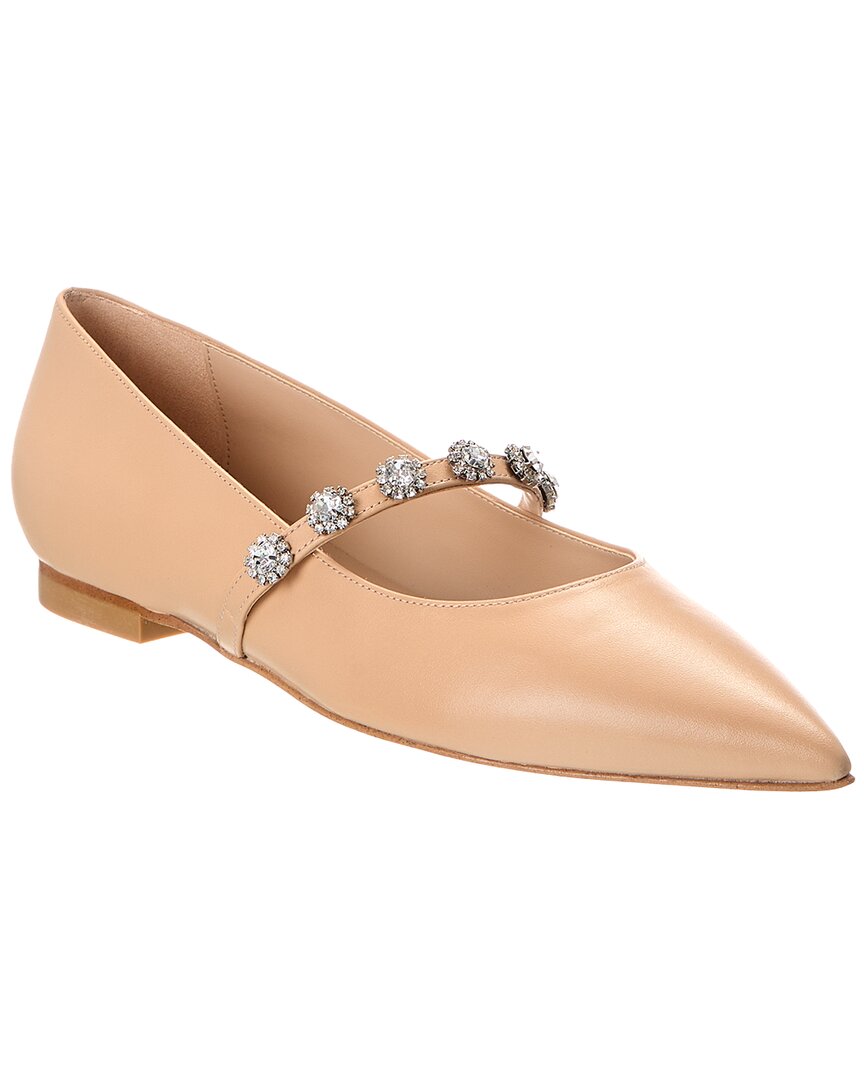Stuart Weitzman Justina Leather Mary Jane In Brown