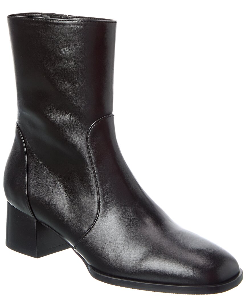 Stuart Weitzman Nola Zip Leather Bootie In Black