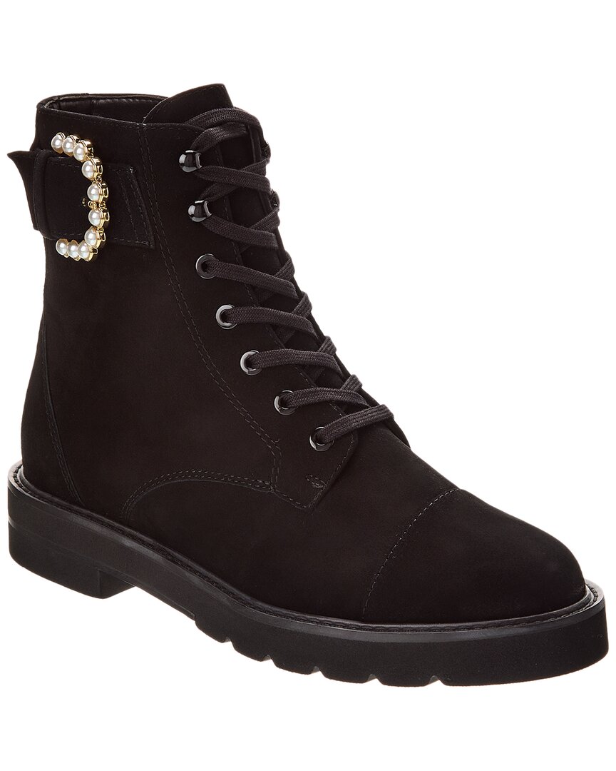Stuart Weitzman Piper Lift Suede Bootie In Black