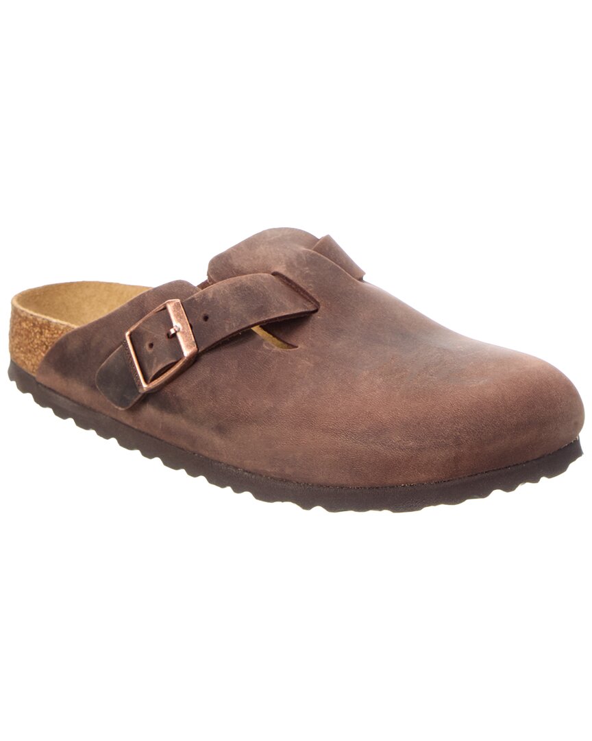 Birkenstock Boston Oiled Sabot In Habana Leather In Pink