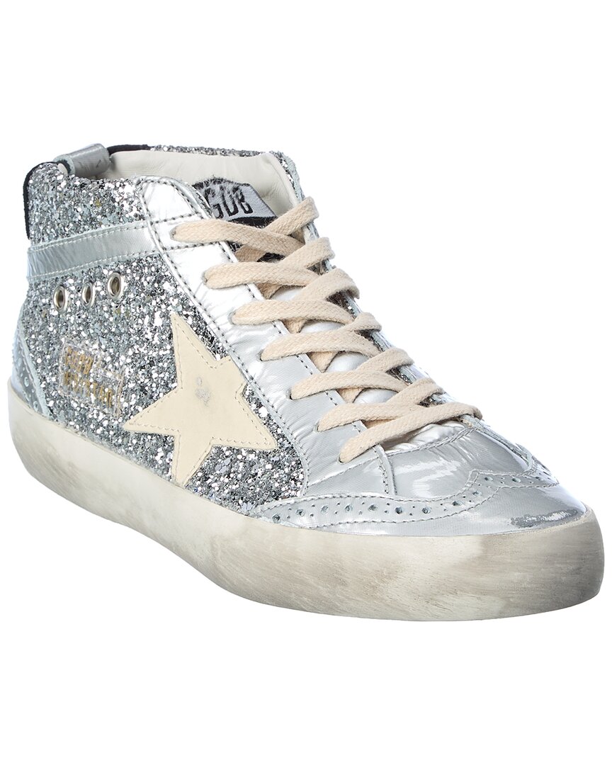 Golden Goose Glittered High-top Sneakers In Silver