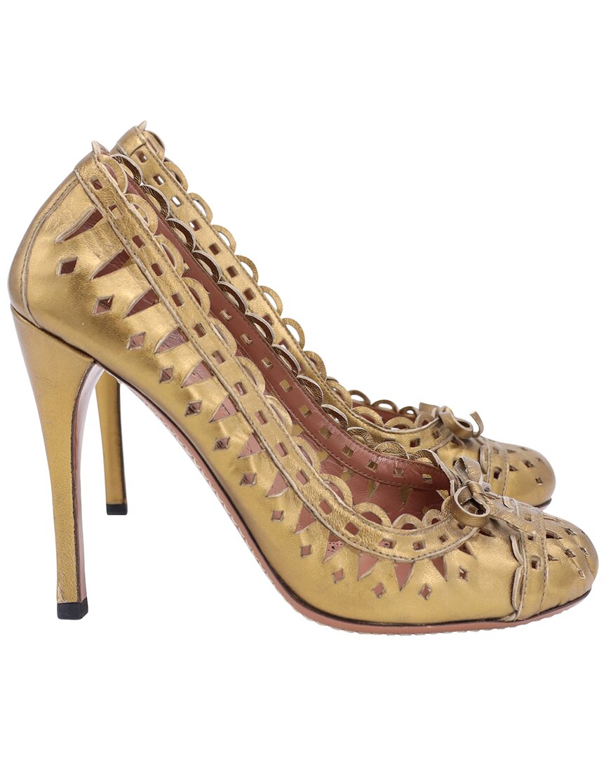 Alaïa Women's Leather Laser-cut Pump Heel, Size It | 37.5 (authentic Pre-  Loved)
