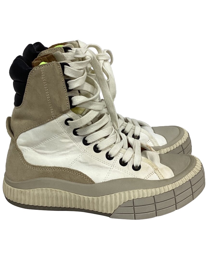 Chloé Women's Polyester Clint High-top Sneaker, Size It | 35 (authentic Pre-  Loved) In Green